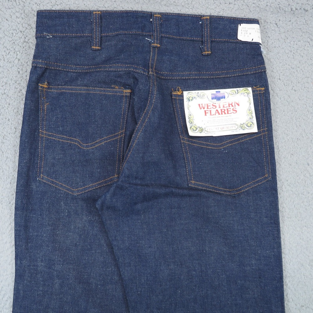 Vintage 70s Cherokee Western Flares Jeans 29x33 Raw Denim Bell Bottoms USA Talon
